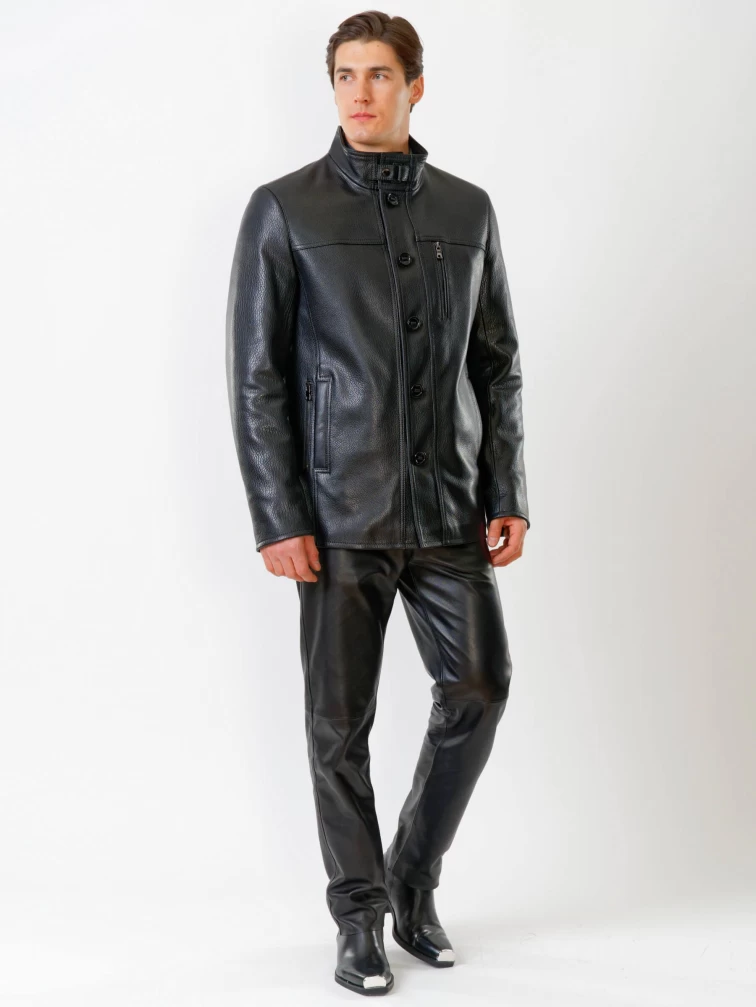 Кожаная куртка утепленная мужская 518ш, черная, размер 50, артикул 40370-3
