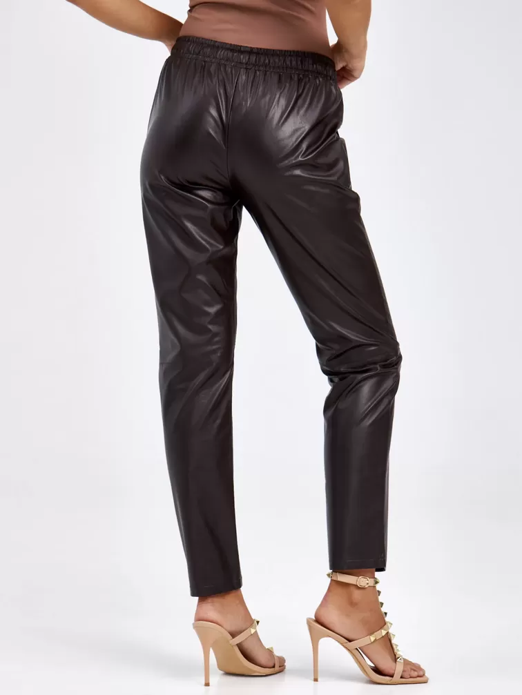 Кожаные брюки женские 4616633, из экокожи, коричневые, p. 44, арт. 85640-5