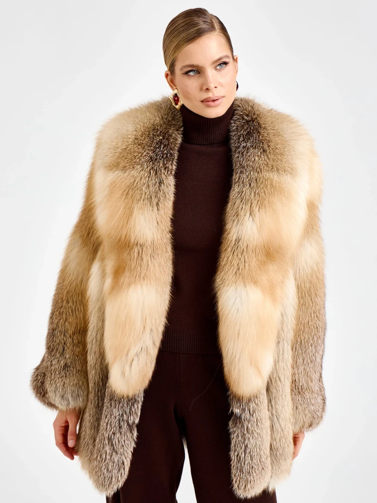 Женская короткая шуба из меха лисы Л1010-816, рыжая, размер 48, артикул 92720-4