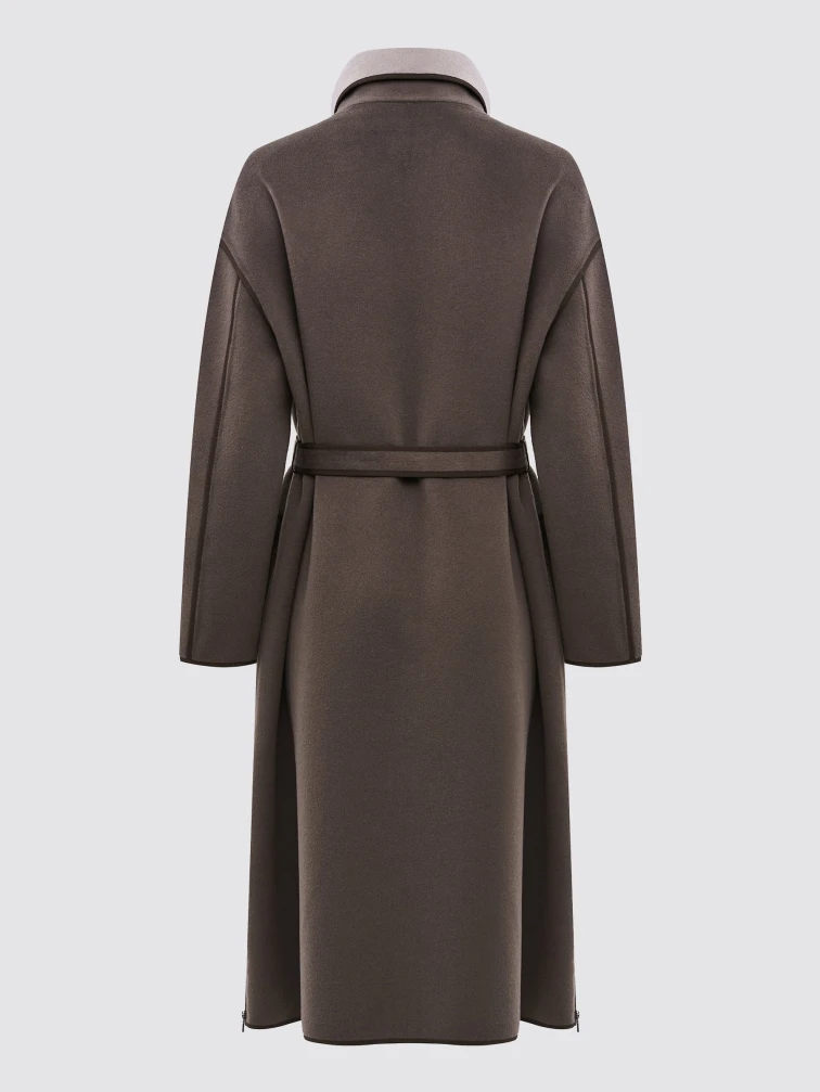 Пальто кашемировое женское темно-коричневое 1058-120, размер 46, артикул 92520-1