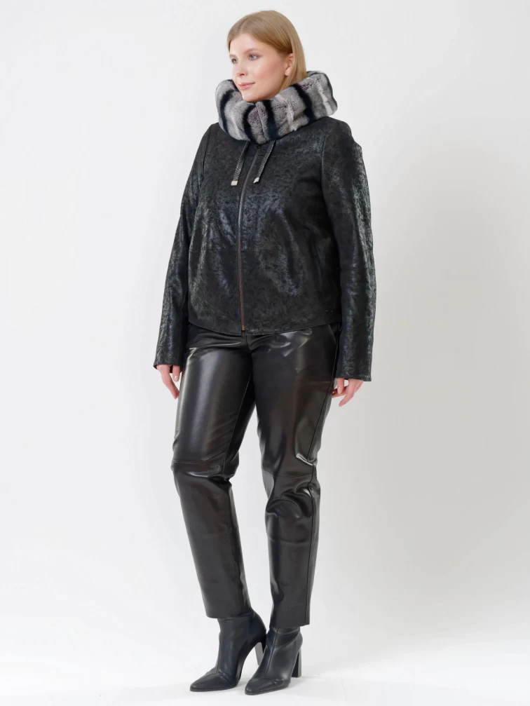 Демисезонный комплект женский: Куртка утепленная 308ш + Брюки 03, черный, размер 46, артикул 111168-1