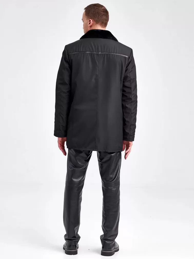 Текстильная куртка зимняя мужская 2352, на подкладке из овчины, черная, р. 50, арт. 40890-2