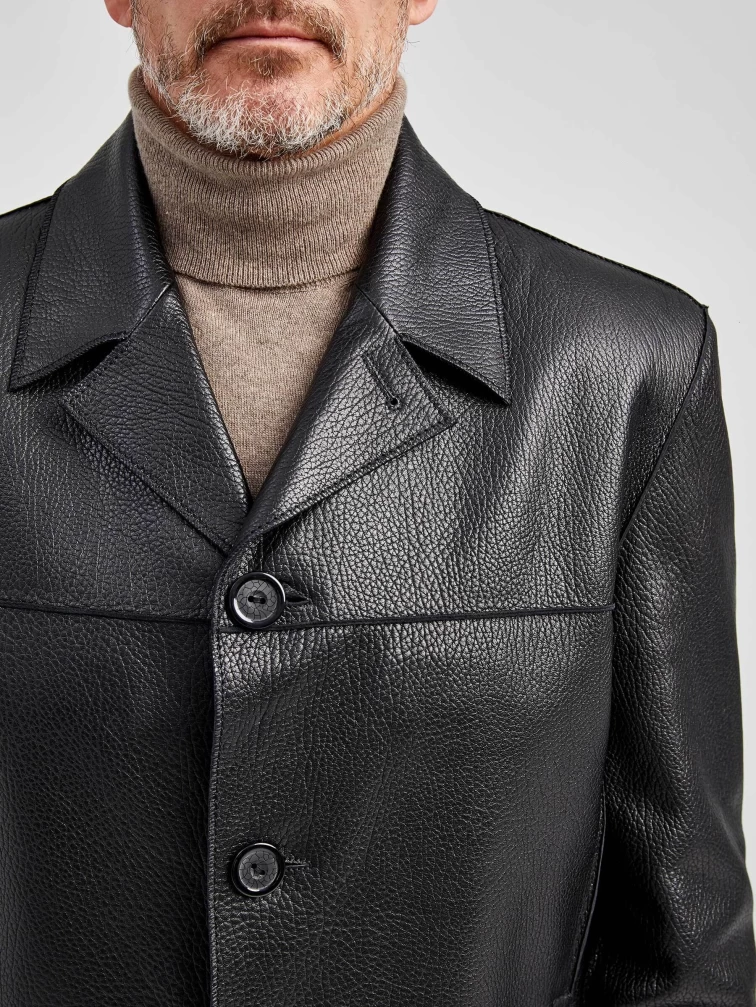 Кожаный пиджак мужской 20с дом, черный, р. 48, арт. 28991-2