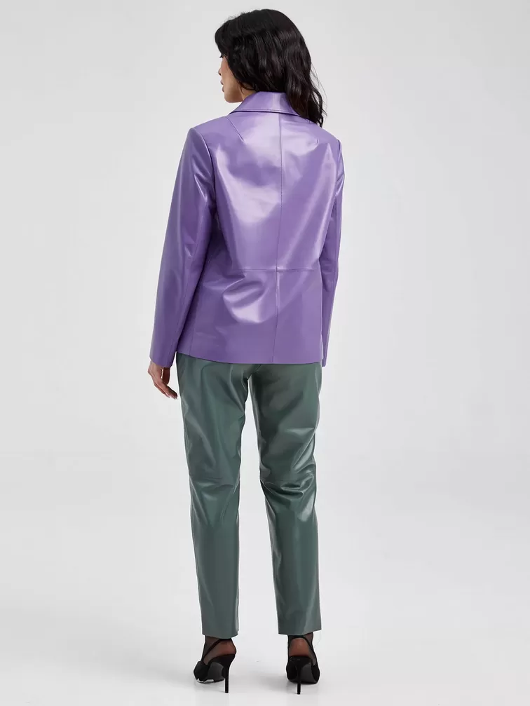Кожаный пиджак женский 3016, сиреневый, р. 52, арт. 91680-4