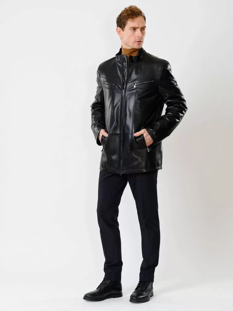 Кожаная куртка утепленная мужская 537ш, черная, р. 48, арт. 40221-3