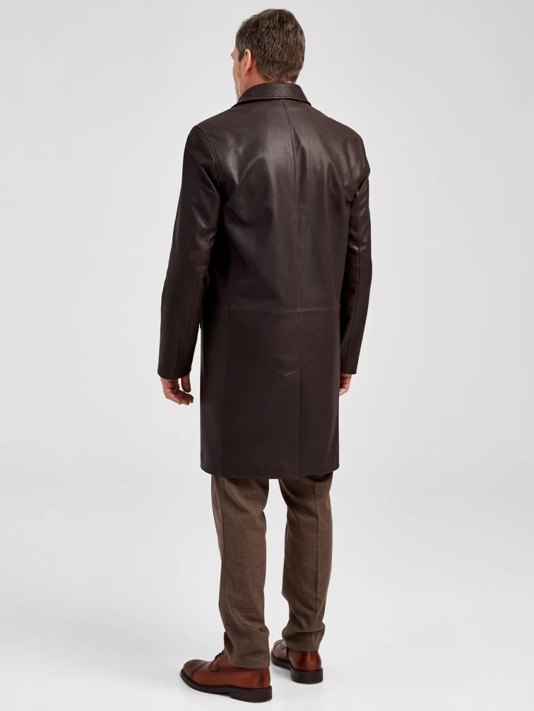Кожаный пиджак удлиненный мужской 22/1, коричневый DS, размер 50, артикул 29560-4