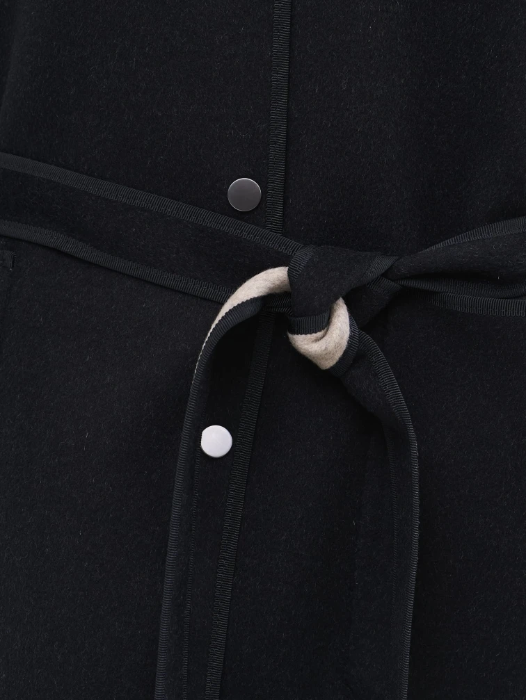 Черное полупальто кашемировое женское 1131-70, размер 46, артикул 92590-1