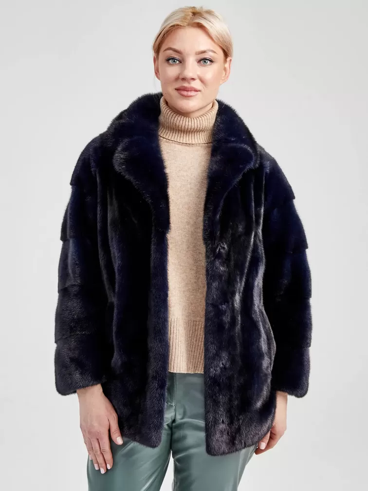 Зимний комплект женский: Куртка из меха норки 20273 ав + Брюки 03, синий/оливковый, р. 48, арт. 111251-4