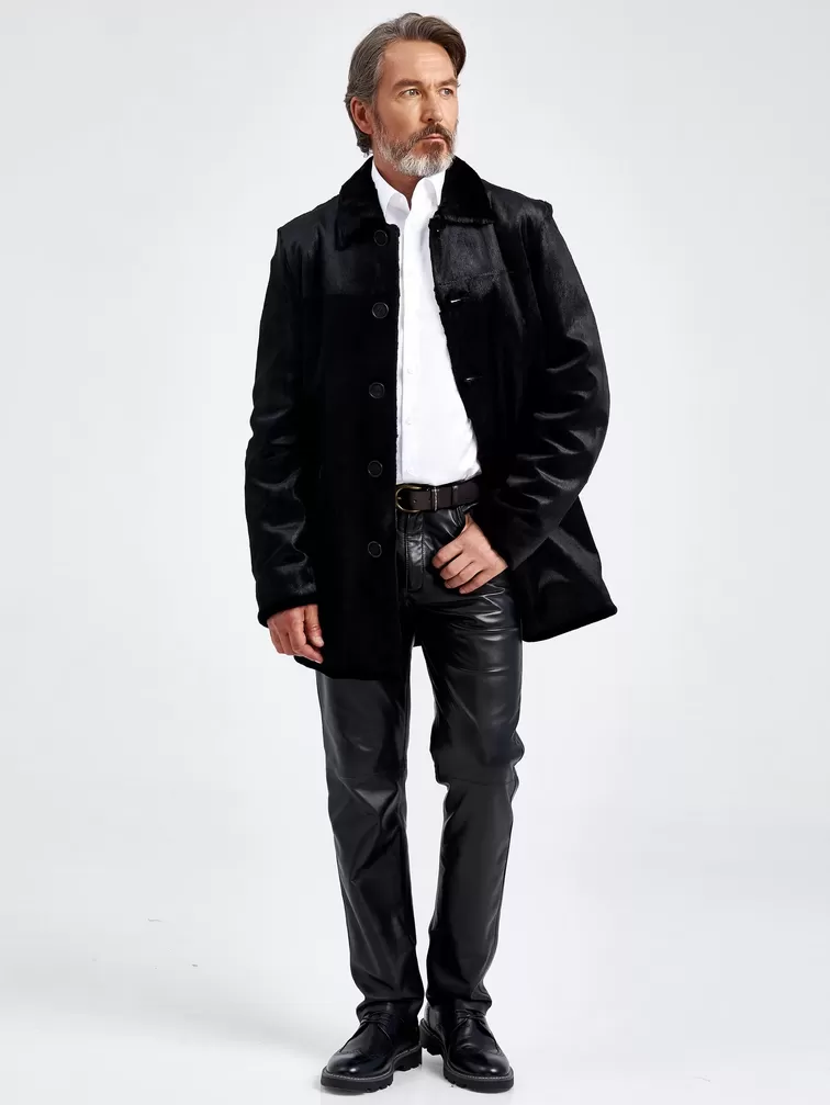 Меховая куртка из меха канадской нерпы мужская VE-7885, черная, p. 48, арт. 40790-1