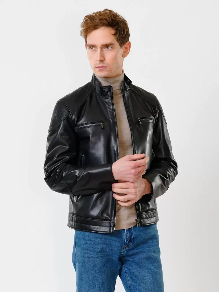 Кожаная куртка мужская 545, черная, р. 50, арт. 28370-0