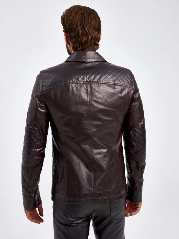 Утепленный мужской кожаный пиджак 530ш, коричневая, размер 50, артикул 29130-5