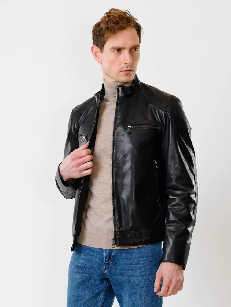 Кожаная куртка мужская 545, черная, р. 50, арт. 28371-5