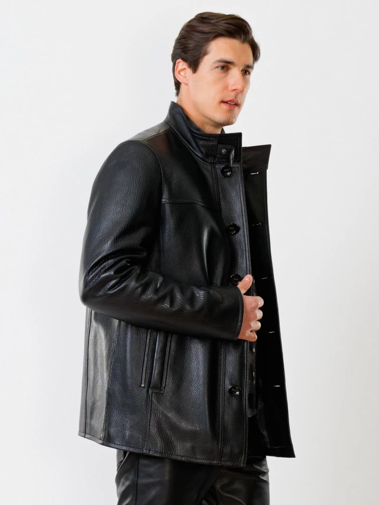 Кожаная куртка утепленная мужская 518ш, черная, размер 50, артикул 40370-1