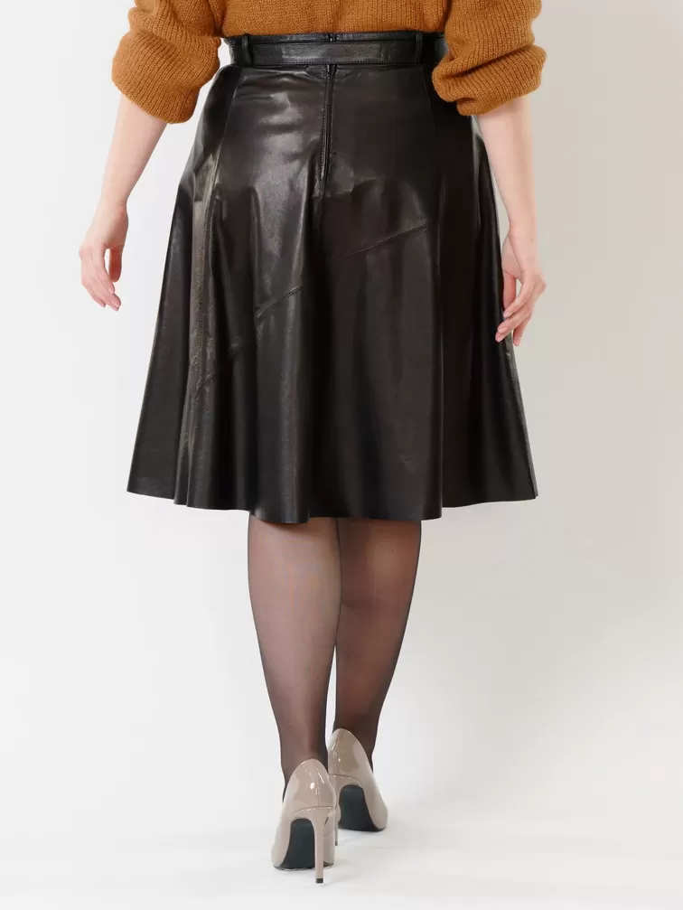 Кожаная юбка расклешенная 01рс, из натуральной кожи, черная, р. 44, арт. 85461-6