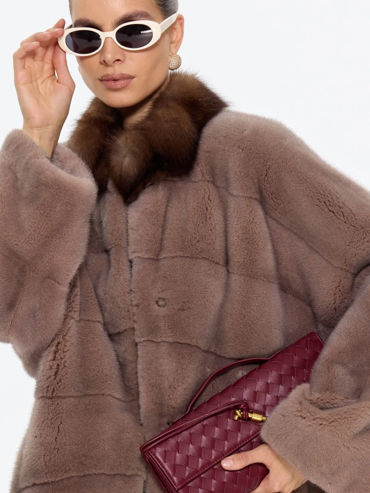 Норковая длинная женская шуба Анастасия, коричневая, размер 44, артикул 65640-1