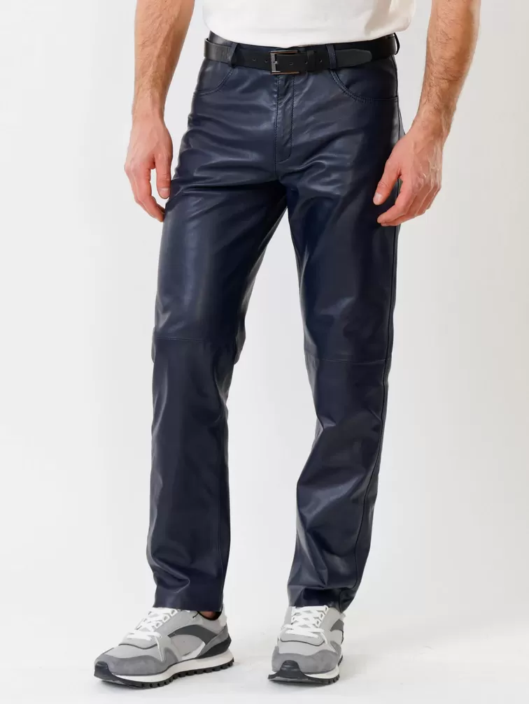 Кожаные брюки мужские 01, синие, р. 48, арт. 120010-4