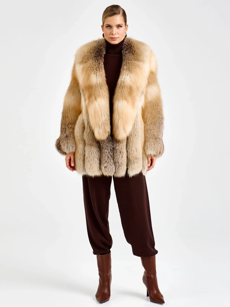 Женская короткая шуба из меха лисы Л1010-816, рыжая, размер 48, артикул 92720-7