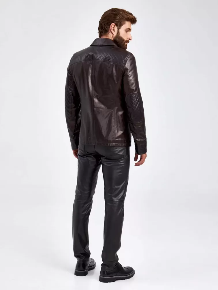 Кожаный пиджак утепленный мужской 530ш, коричневая, p. 50, арт. 29130-2