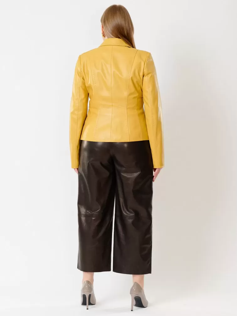 Кожаный комплект: Пиджак женский 316рс + Брюки женские 05, желтый/черный, р. 44, арт. 111151-2