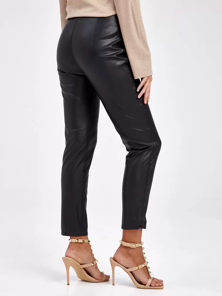 Кожаные брюки женские 4820729, из экокожи, черные, p. 42, арт. 85680-5