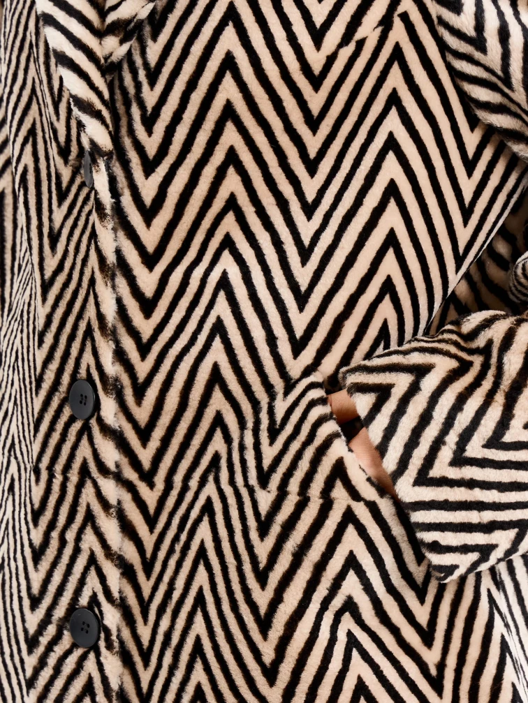 Женская дубленка с норковым воротником 2087, бежевая, размер 48, артикул 92740-3