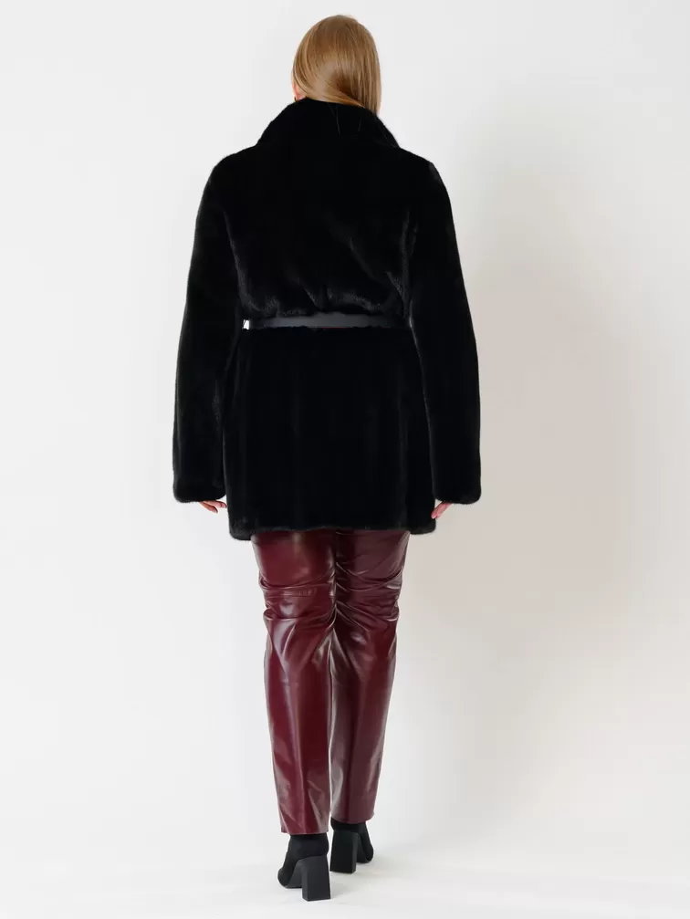 Куртка из меха норки женская Electra(ав), с поясом, черная, р. 52, арт. 32770-4