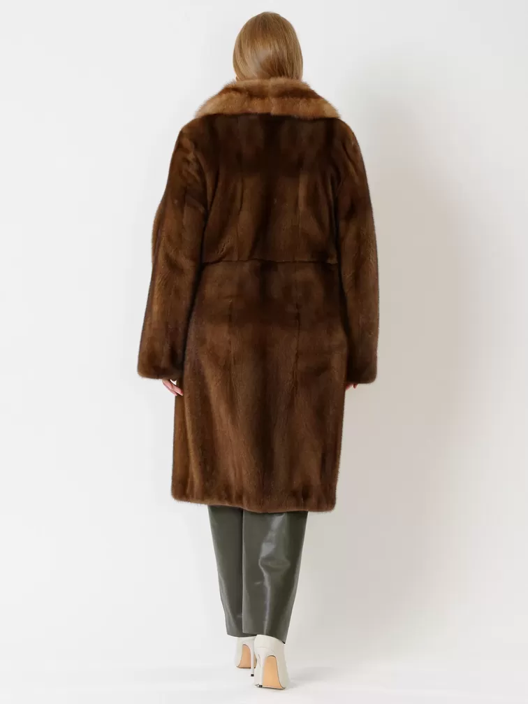 Пальто из меха норки женское 17417ав, коричневое, р. 48, арт. 31370-4