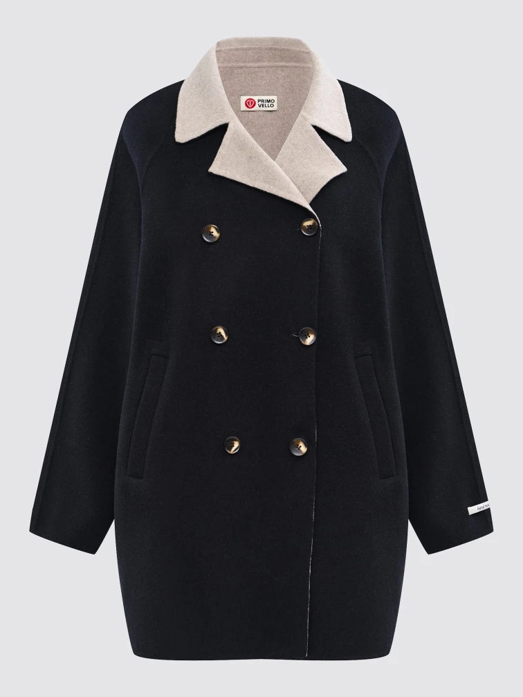 Черное кашемировое женское полупальто 1095-85, размер 46, артикул 92560-0