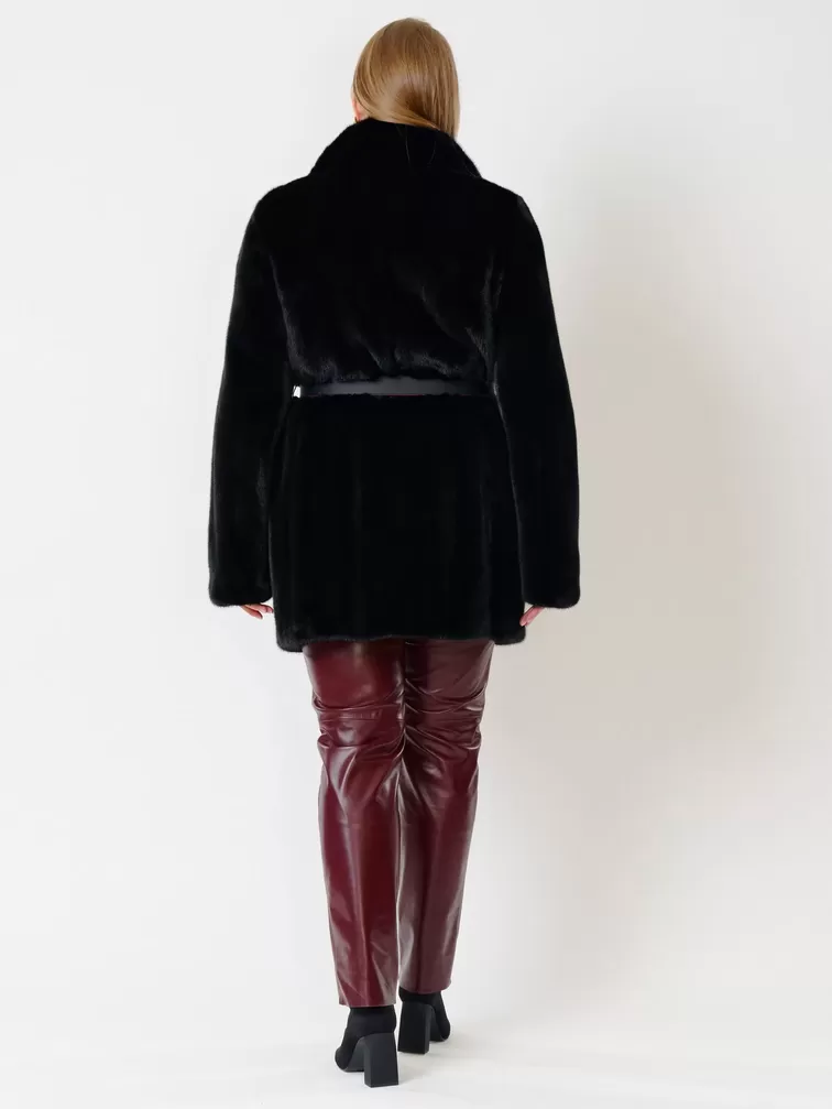 Демисезонный комплект женский: Куртка из меха норки ELECTRA ав + Брюки 02, черный/бордовый, р. 52, арт. 111227-2