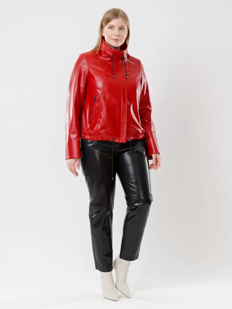 Кожаный комплект: Куртка женская 305 + Брюки женские 03, красный/черный, р. 44, арт. 111148-6
