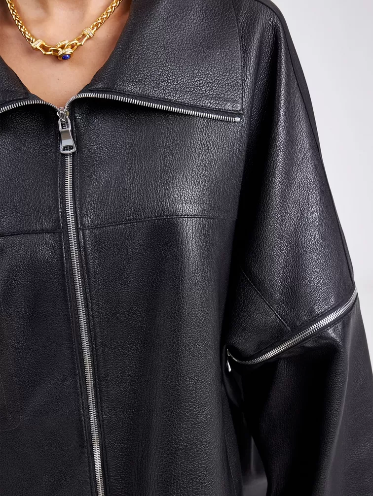 Кожаная куртка премиум класса женская 3031, черная, р. 50, арт. 23210-2