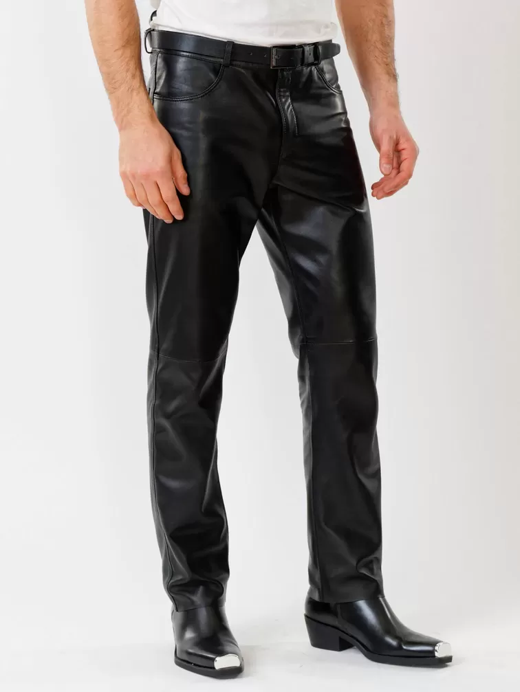 Кожаные брюки мужские 01, черные, р. 56, арт. 120020-2