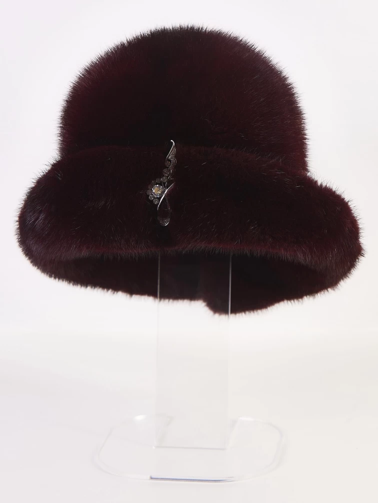 Головной убор (шляпа) из меха норки женский Шармель, бордовый, p. 58, арт. 51605-0