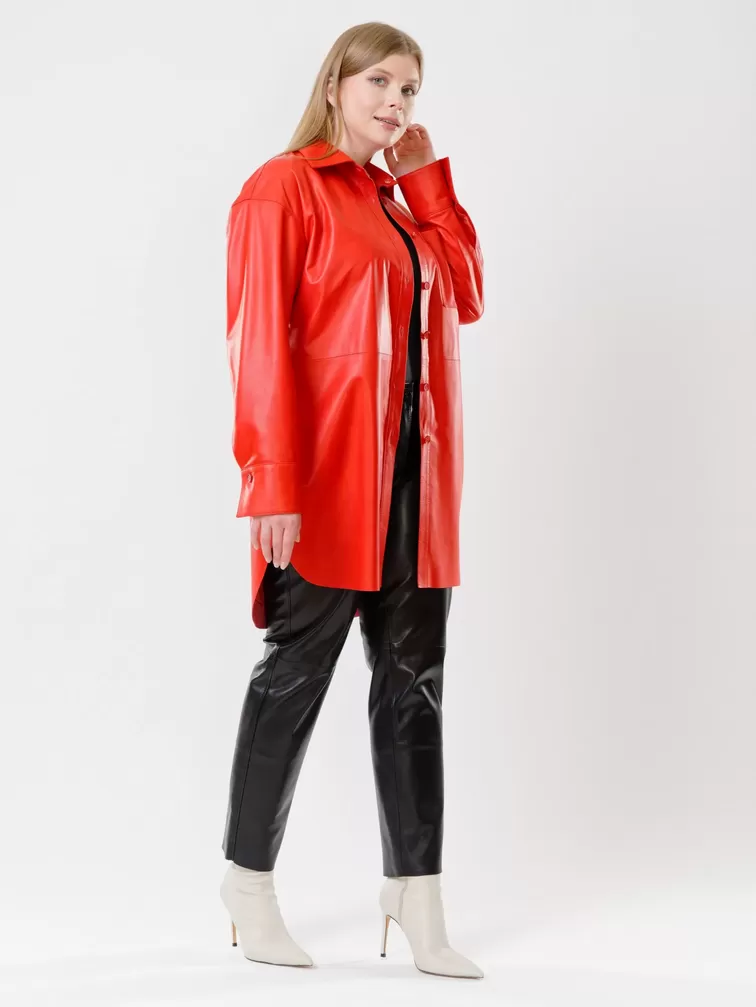 Кожаный костюм женский: Рубашка 01 + Брюки 03, красный/черный, р. 46, арт. 111126-6