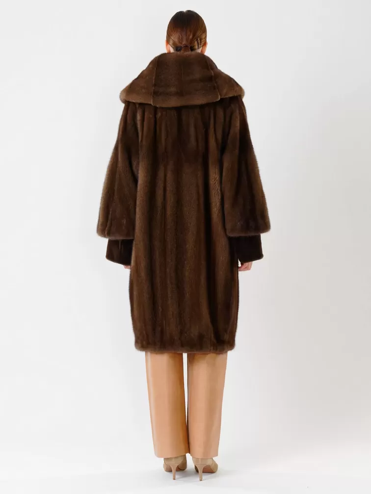 Пальто из меха норки женское 17001(в), длинное, коричневое, р. 48, арт. 32670-4