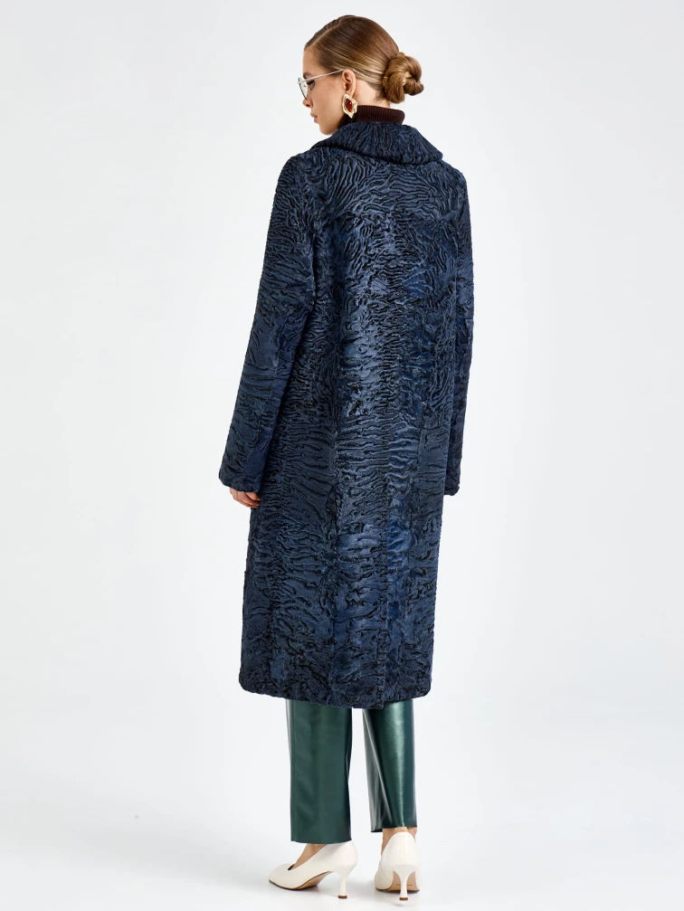 Женская каракулевая шуба премиум класса Лола, синяя, размер 48. артикул 92750-5