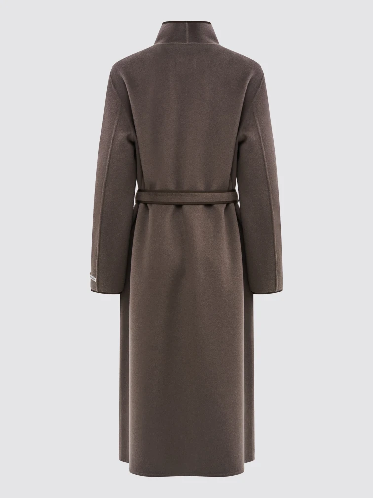 Пальто кашемировое женское темно-коричневое премиум класса 1130-125, размер 46, артикул 92470-1