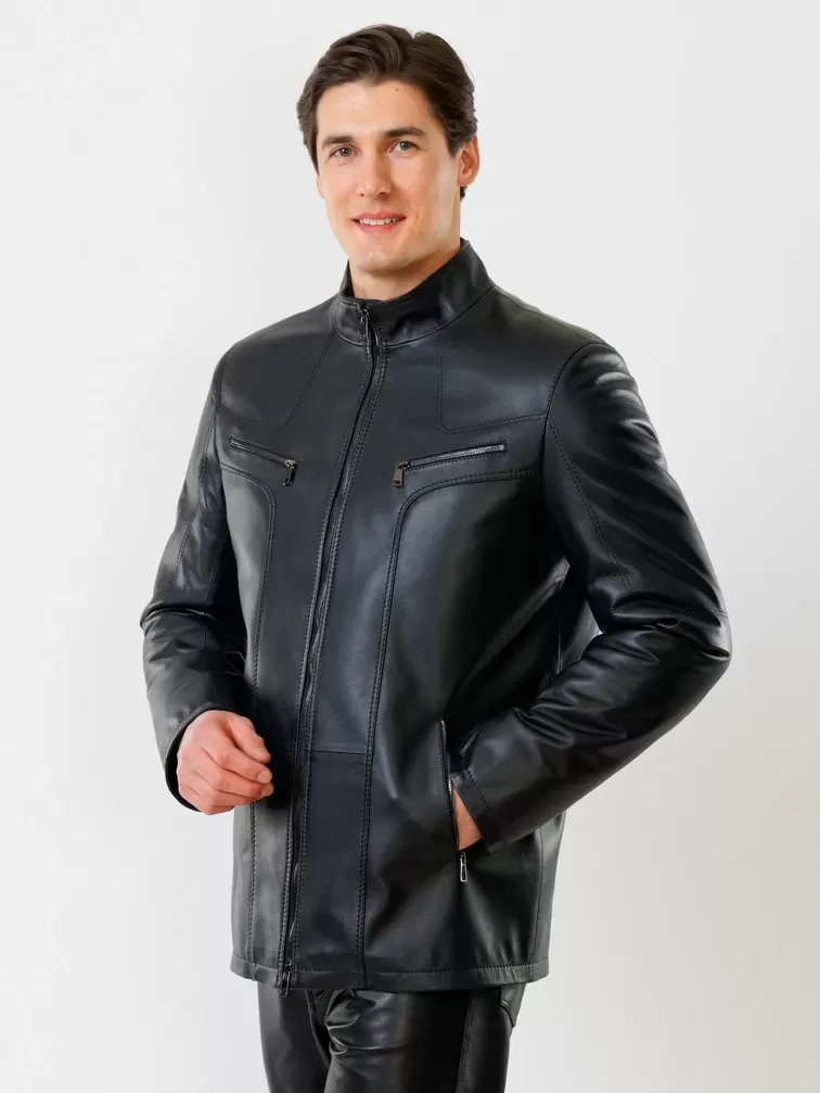 Кожаная куртка утепленная мужская 537ш, черная, р. 48, арт. 27840-3