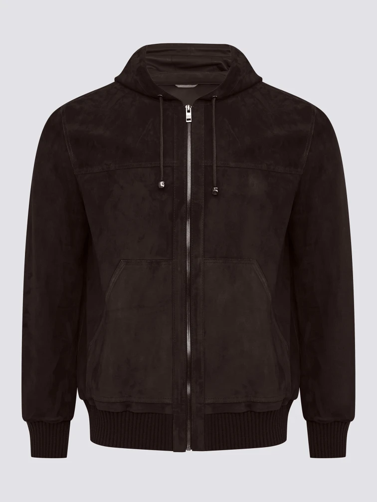 Коричневый замшевый мужской бомбер премиум класса 567з, размер 54, артикул 29890-0