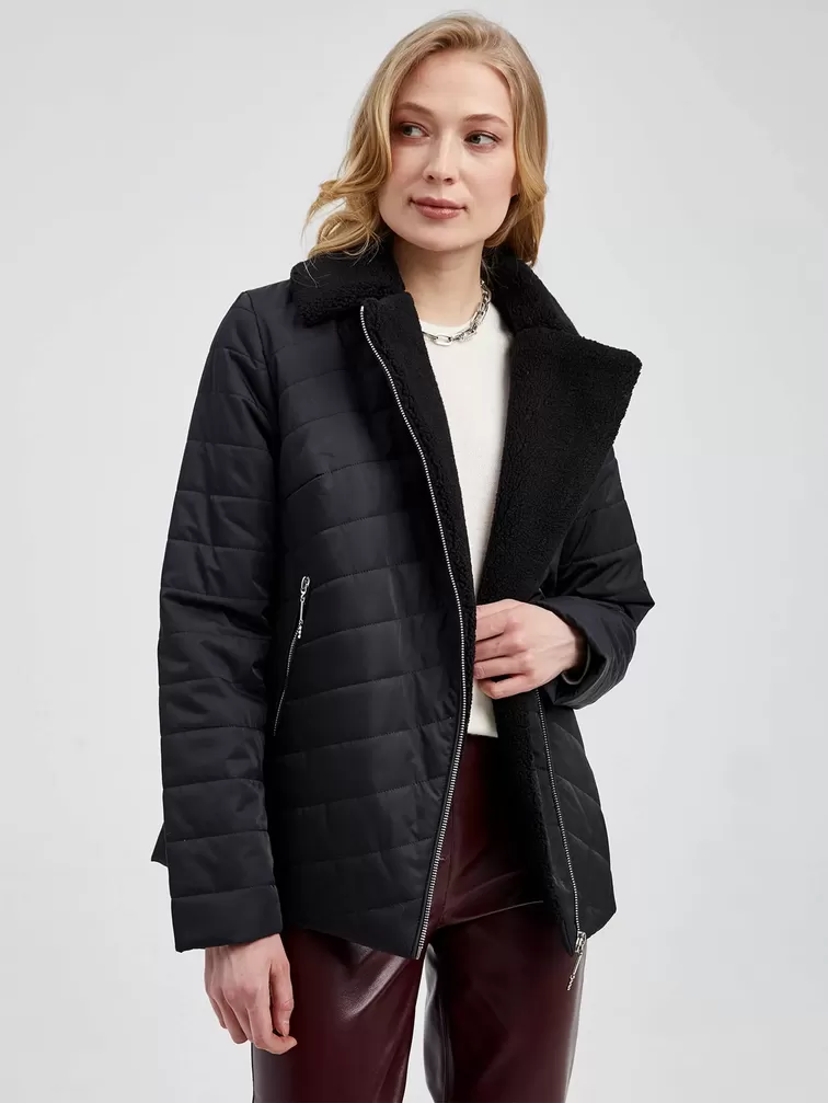 Демисезонный комплект женский: Куртка 21130 + Брюки 02, черный/бордовый, р. 42, арт. 111369-3