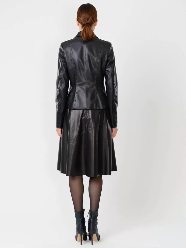 Кожаный пиджак женский 316рс, черный, р. 44, арт. 91062-4