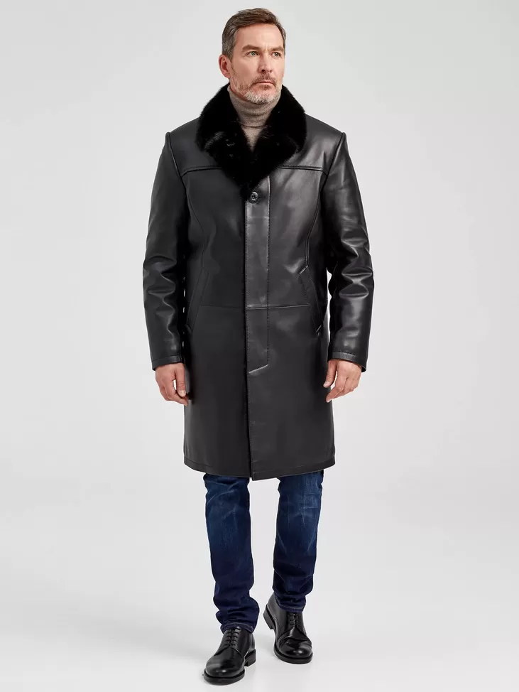 Пальто мужское утепленное 533мех, черный, артикул 40562-3