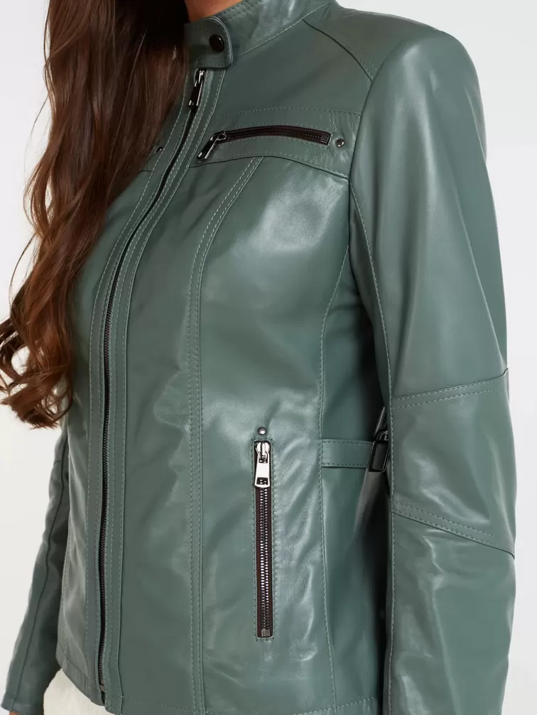Кожаная куртка женская 301, оливковая, р. 44, арт. 90581-2
