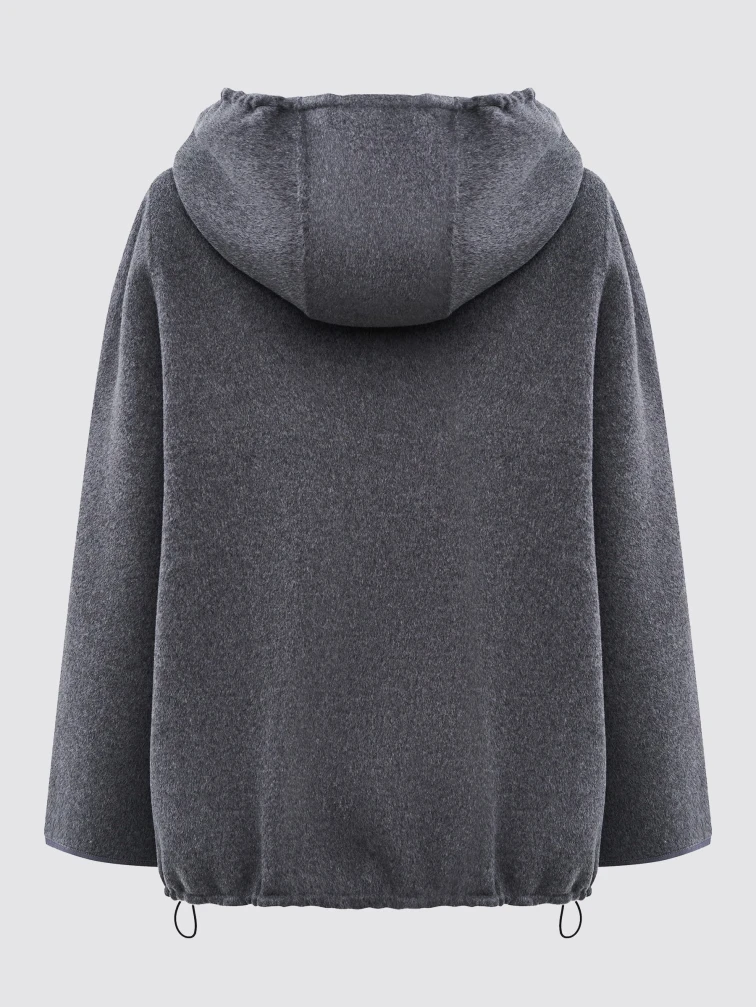 Полупальто кашемировое женское с капюшоном 1132-70, темно-серое, размер 50, артикул 92540-1