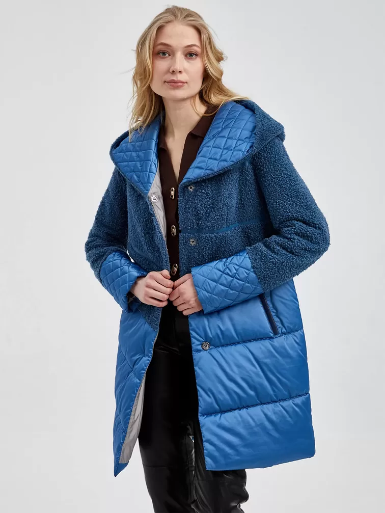 Пальто женское комбинированное 807, голубой, артикул 13420-2