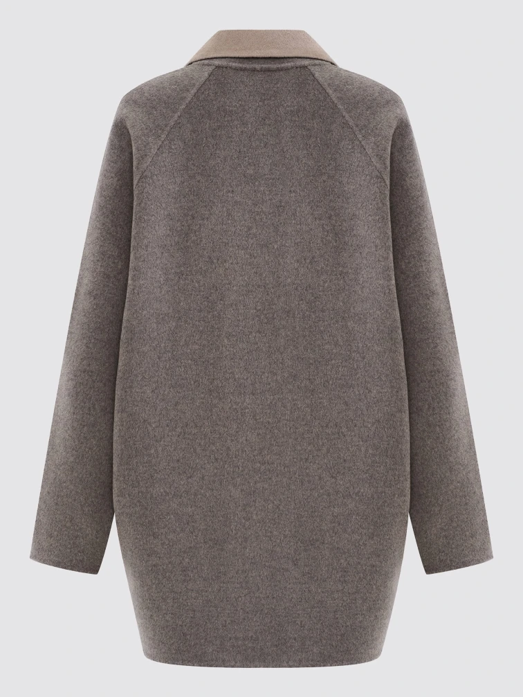 Серо-коричневое полупальто кашемировое женское 1095-85, размер 46, артикул 92550-1