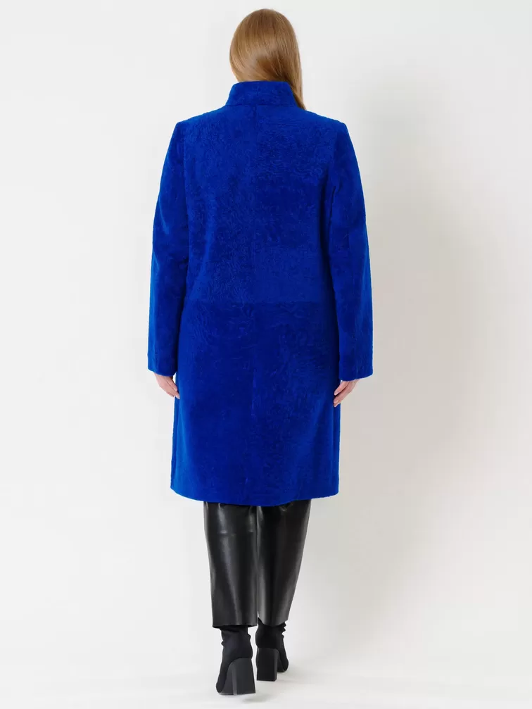 Демисезонный комплект: Пальто женское из астрагана 54мех + Брюки женские 03, синий/черный, р. 46, арт. 111239-2