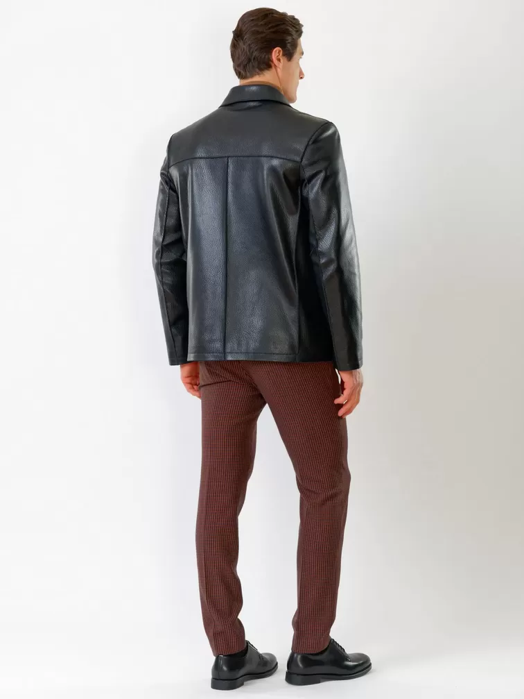Кожаный пиджак мужской 20с дом, черный, р. 48, арт. 28570-4
