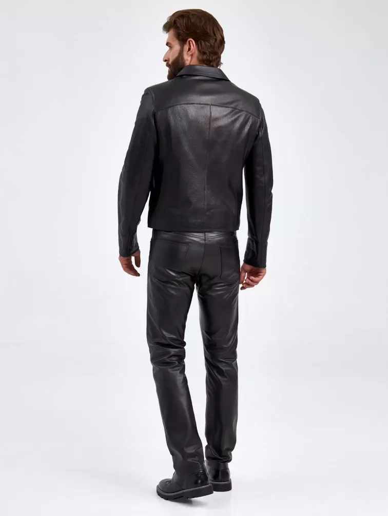 Кожаная куртка мужская 2010-9, короткая, черная, p. 48, арт. 29250-2