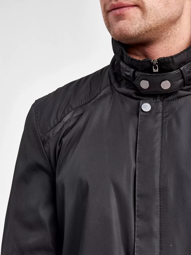 Текстильная куртка мужская 07209, с кожаными отделками, черный, р. 48, арт. 40950-4